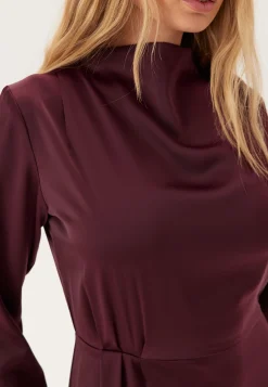 Satin Cowl Neck Midi Dress