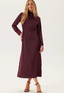Satin Cowl Neck Midi Dress