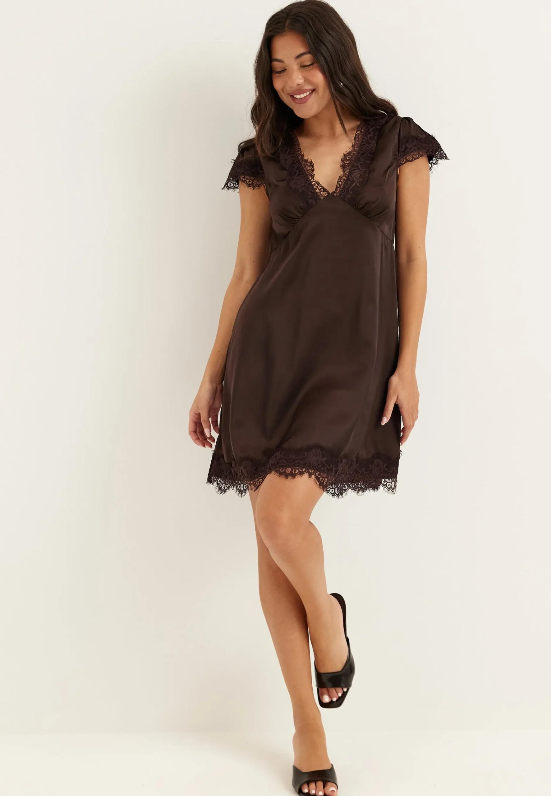 Satin Lace Mini Dress