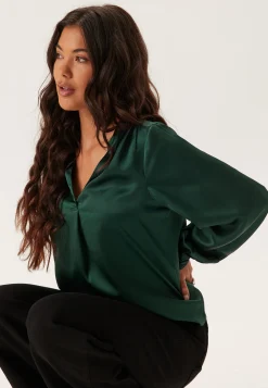 Satin Puff Sleeve Blouse