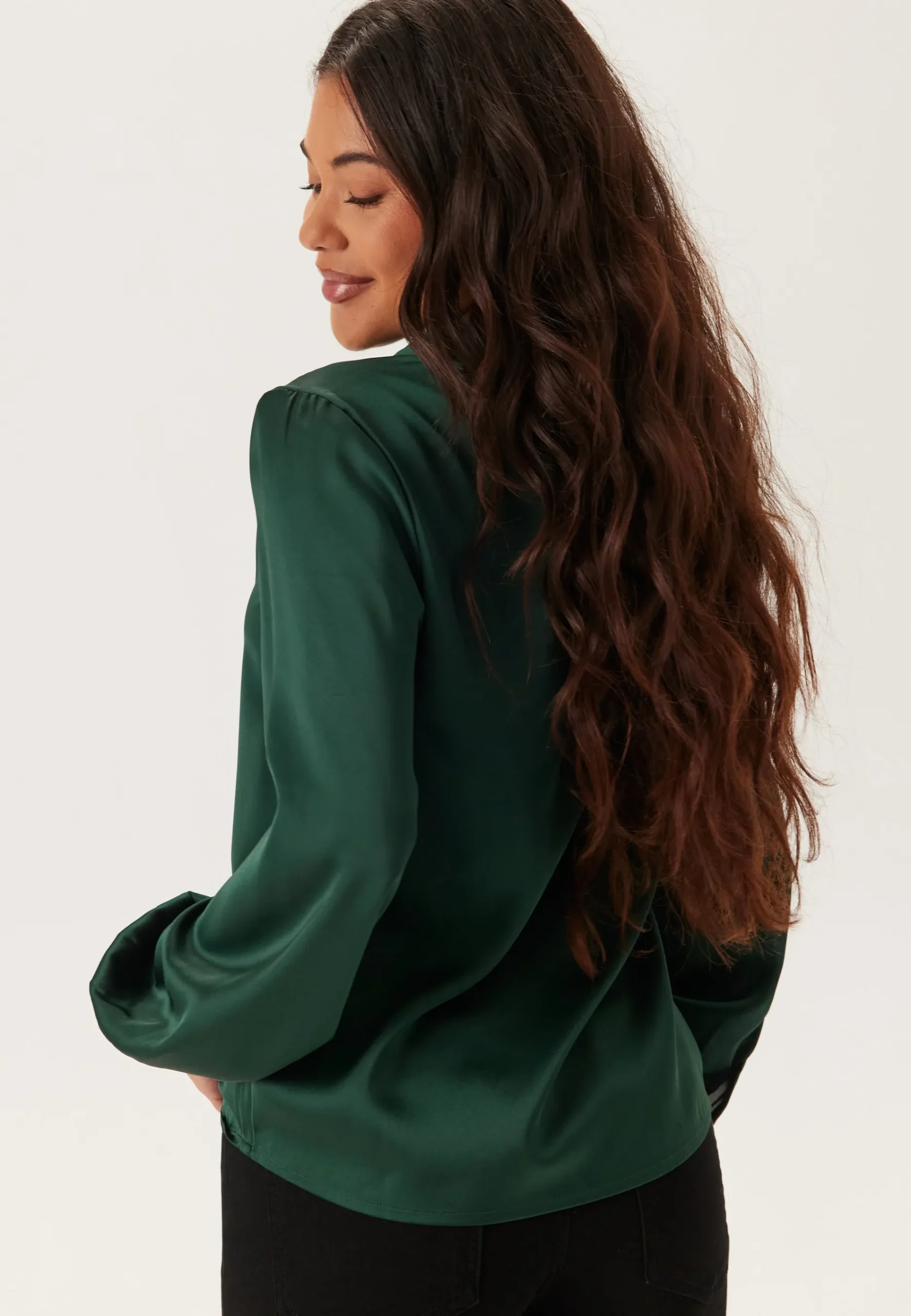 Satin Puff Sleeve Blouse