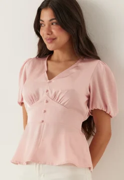 Satin Short Sleeve Blouse
