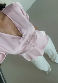 Satin Short Sleeve Blouse