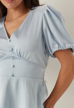 Satin Short Sleeve Blouse