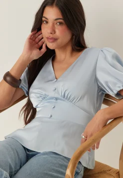 Satin Short Sleeve Blouse