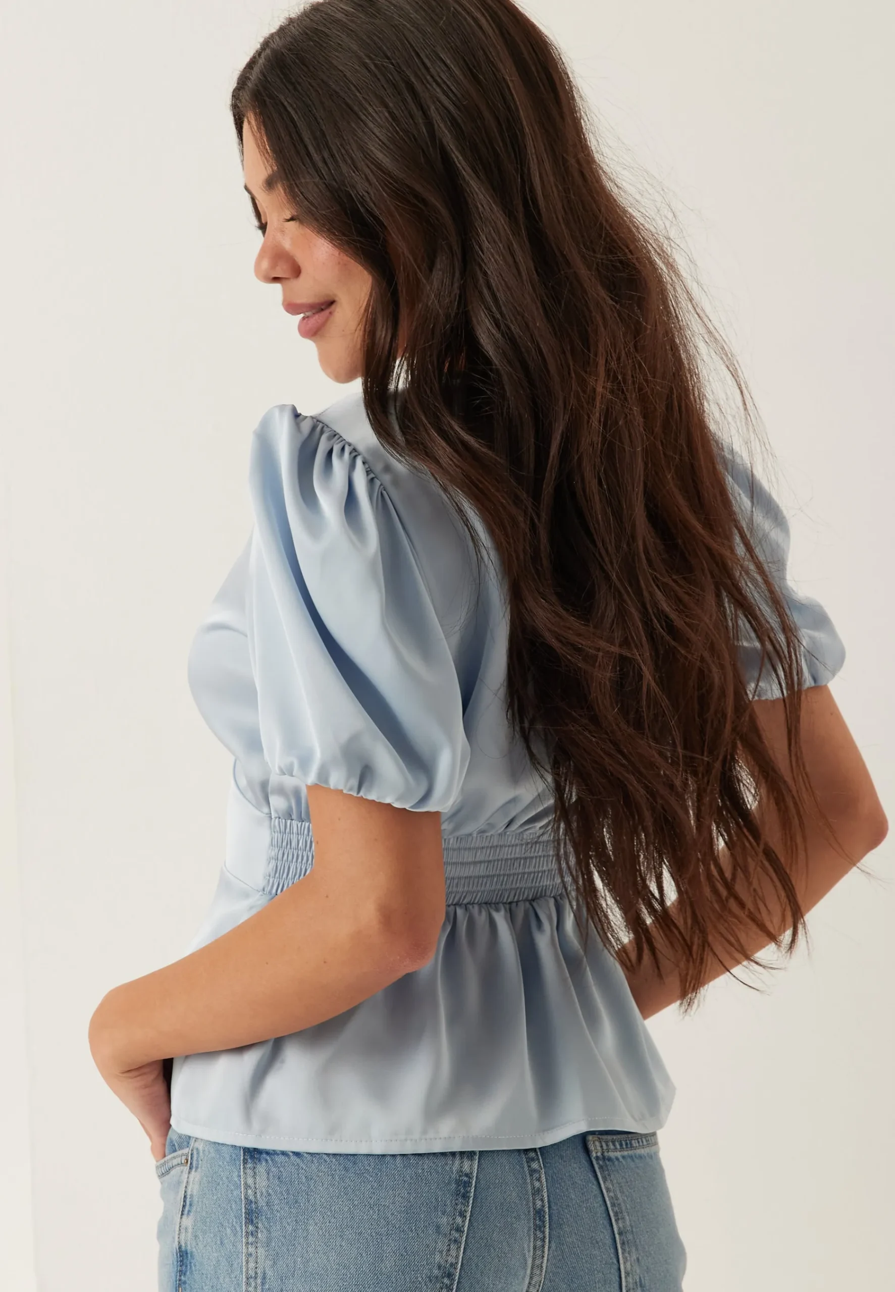 Satin Short Sleeve Blouse