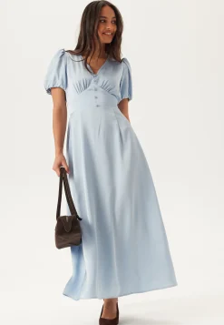 Satin Short Sleeve Maxi Dress