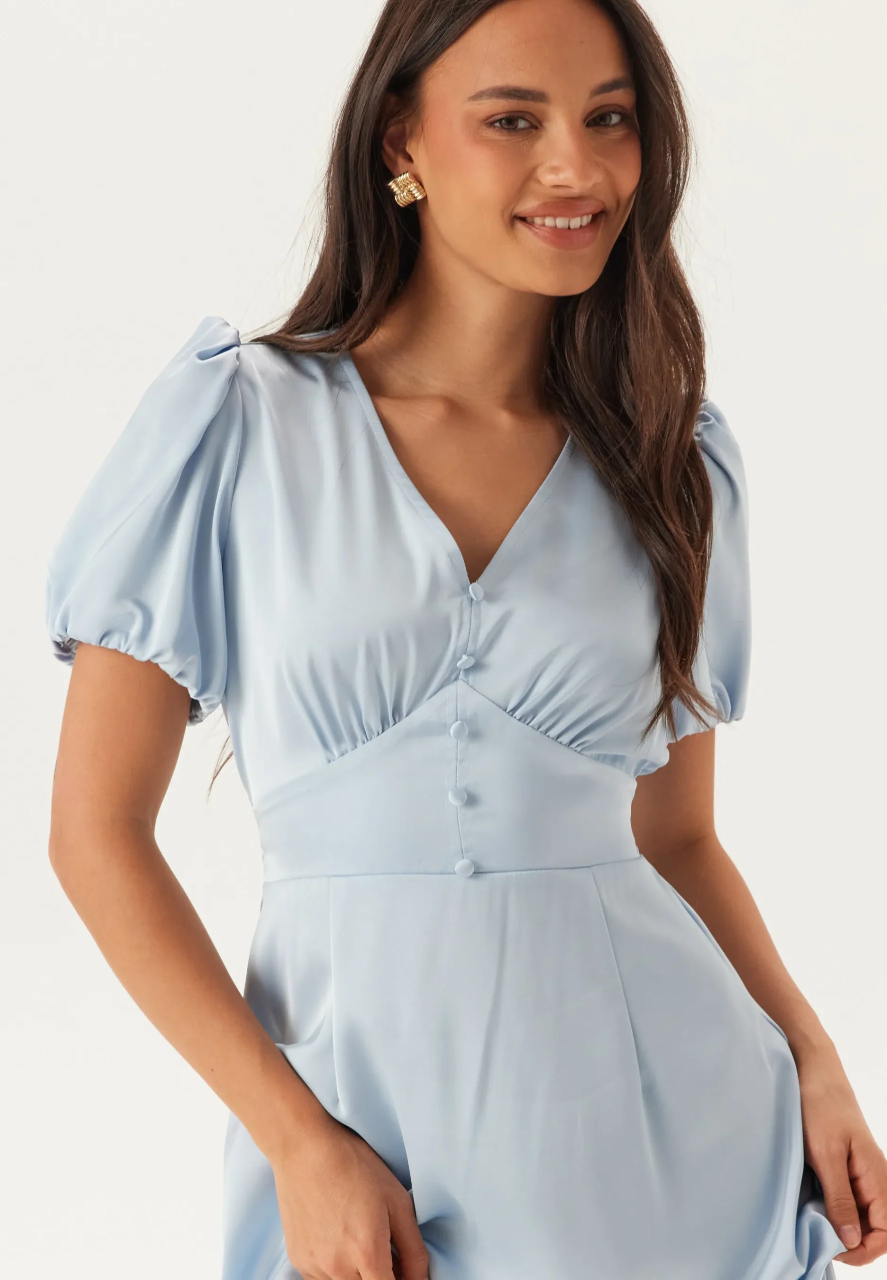 Satin Short Sleeve Maxi Dress