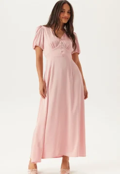 Satin Short Sleeve Maxi Dress