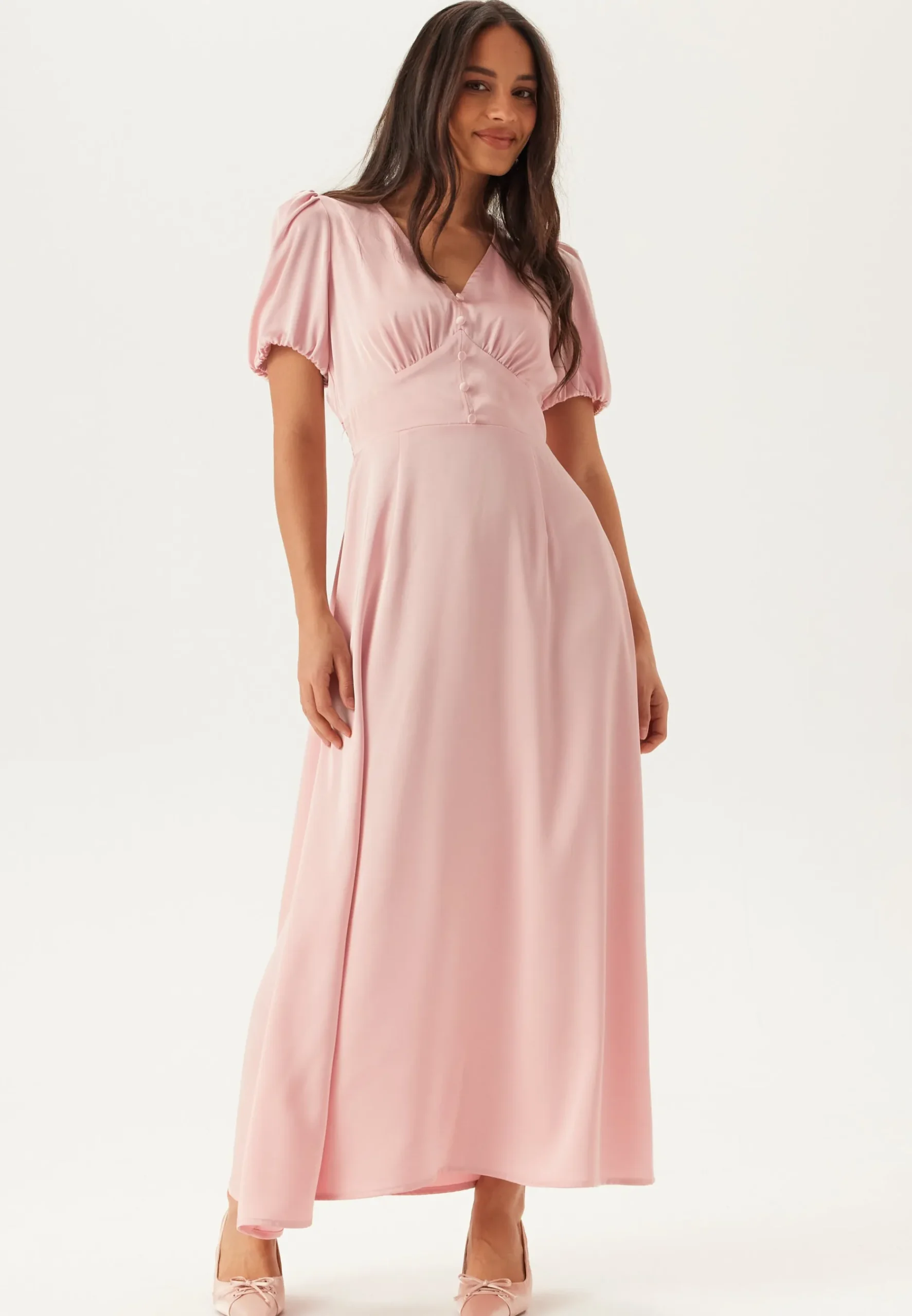 Satin Short Sleeve Maxi Dress