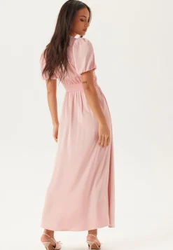 Satin Short Sleeve Maxi Dress