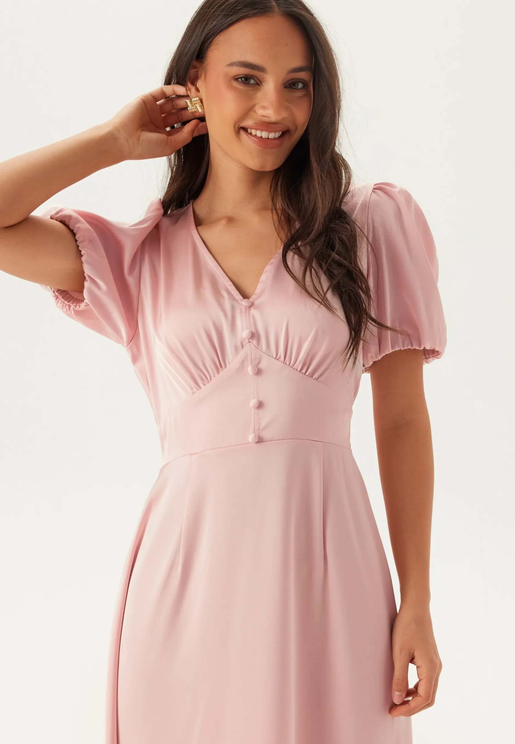 Satin Short Sleeve Maxi Dress