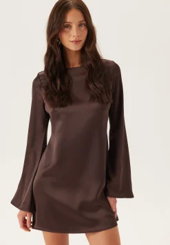 Satin Trumpet Sleeve Short Dress