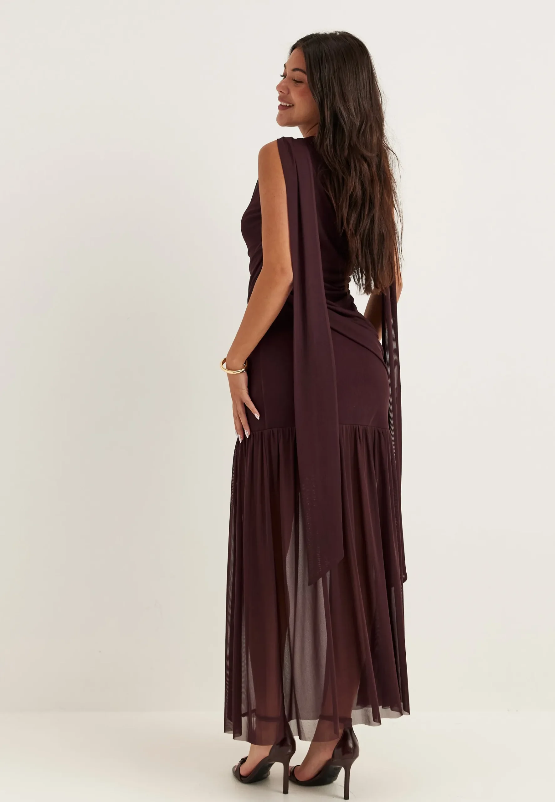 Scarf Mesh Ankle Dress
