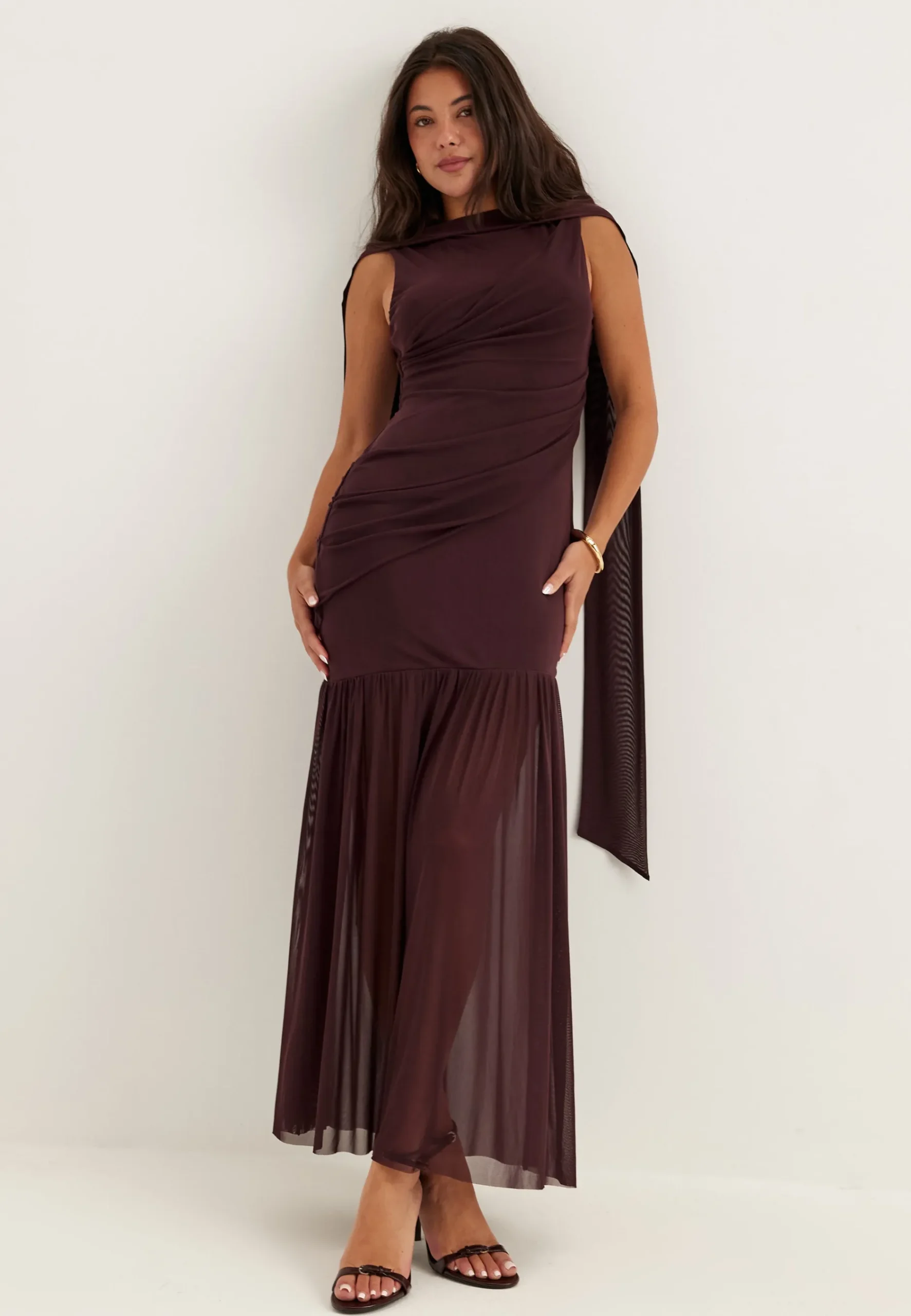 Scarf Mesh Ankle Dress