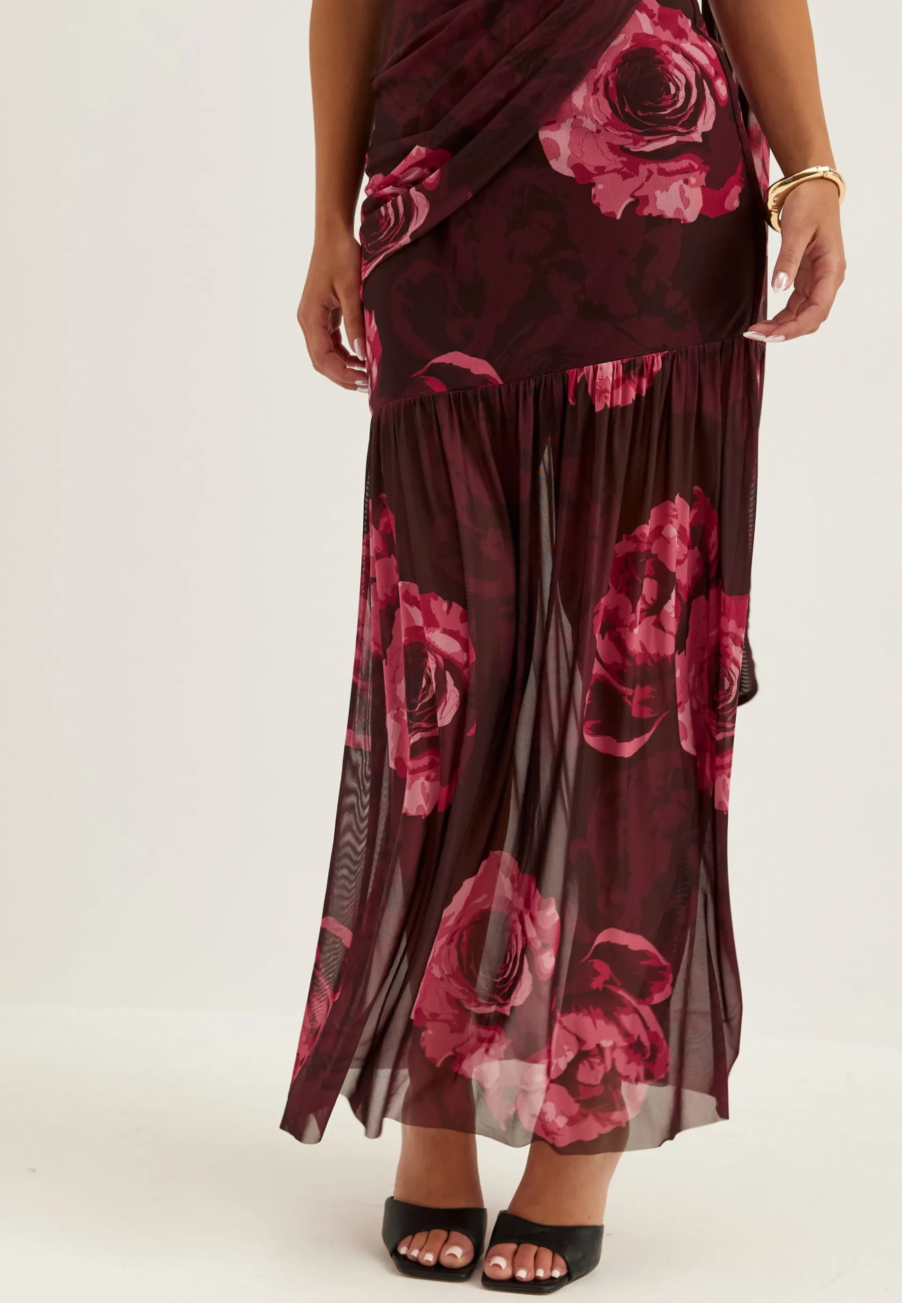 Scarf Mesh Ankle Dress