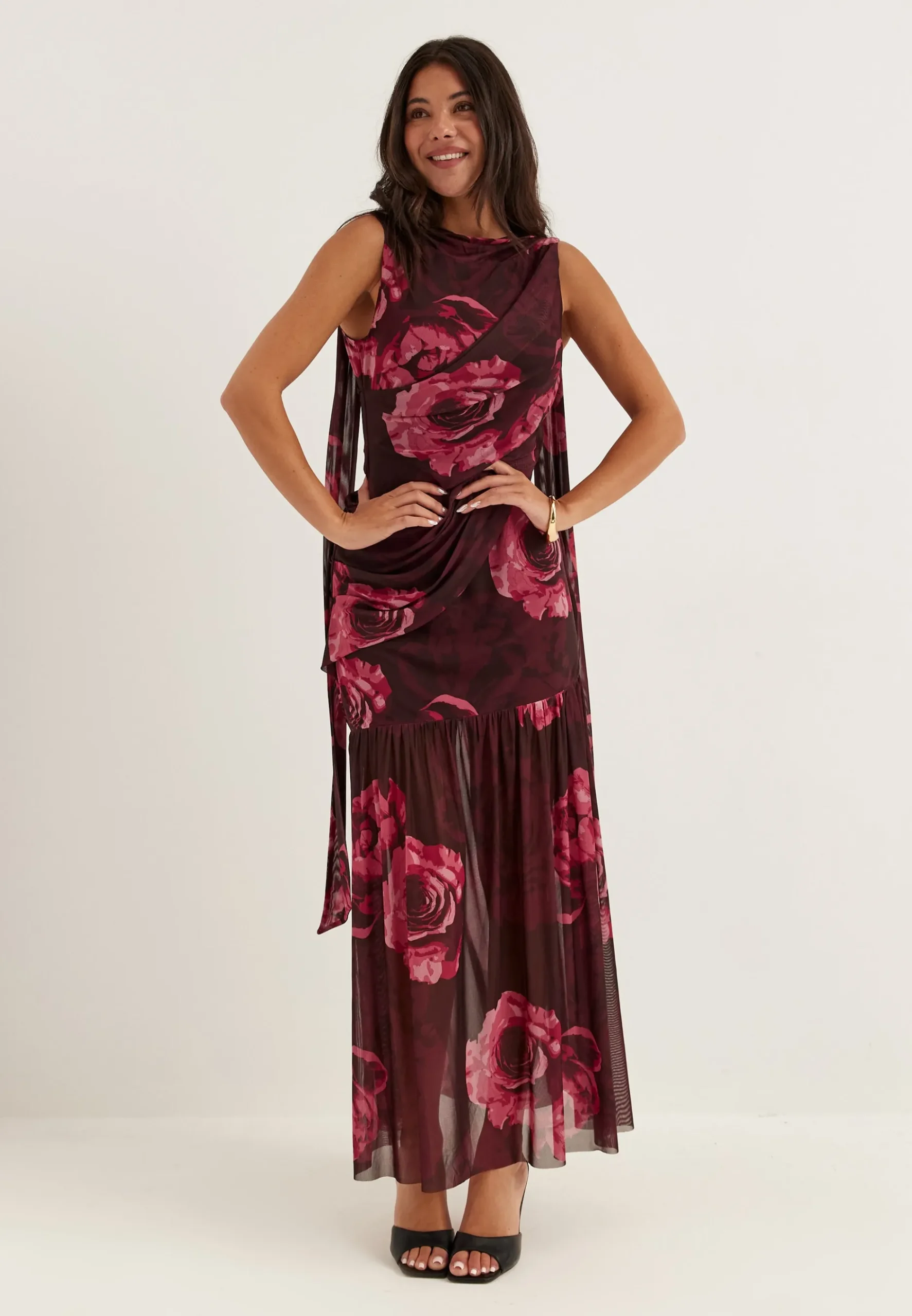 Scarf Mesh Ankle Dress