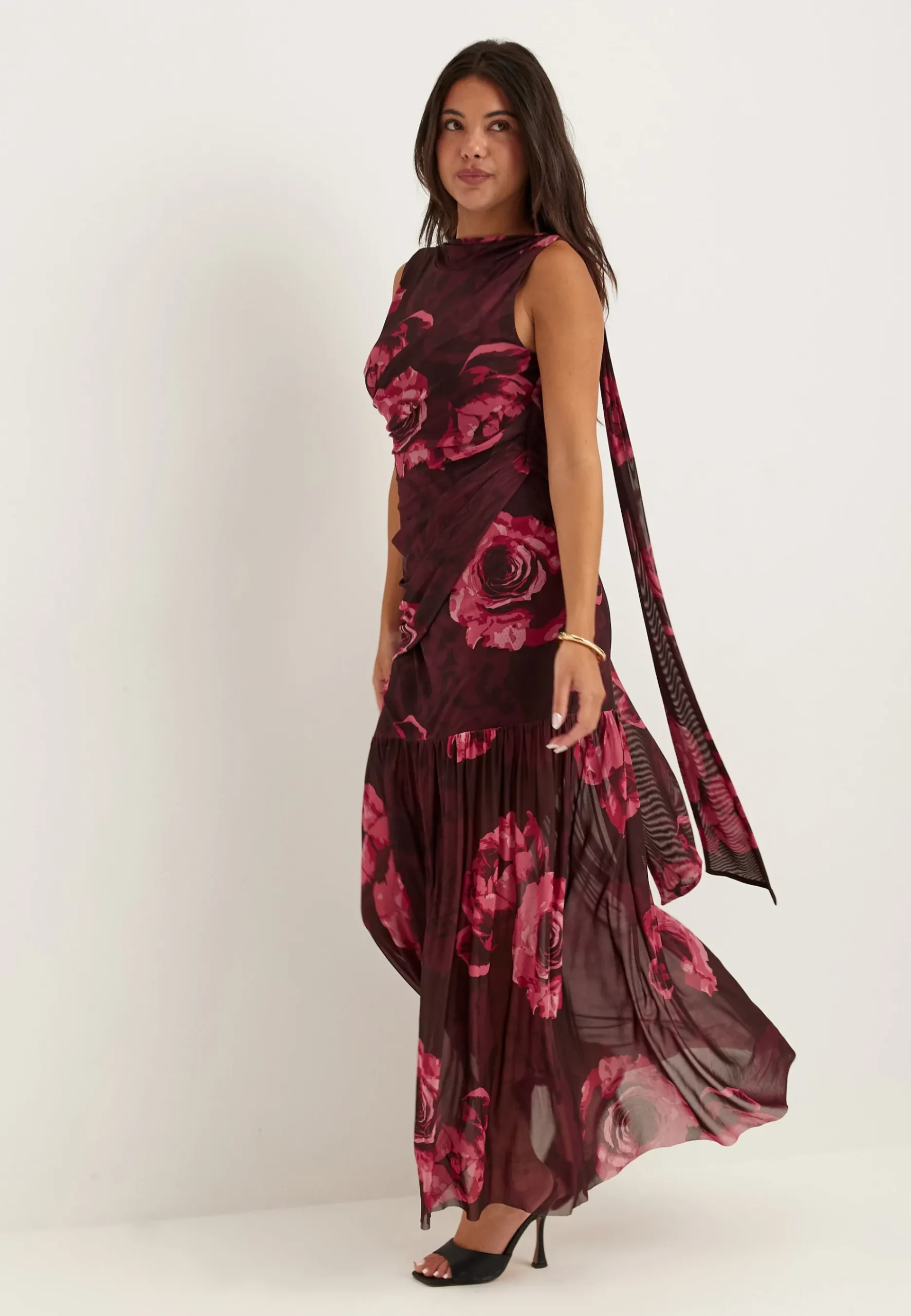Scarf Mesh Ankle Dress