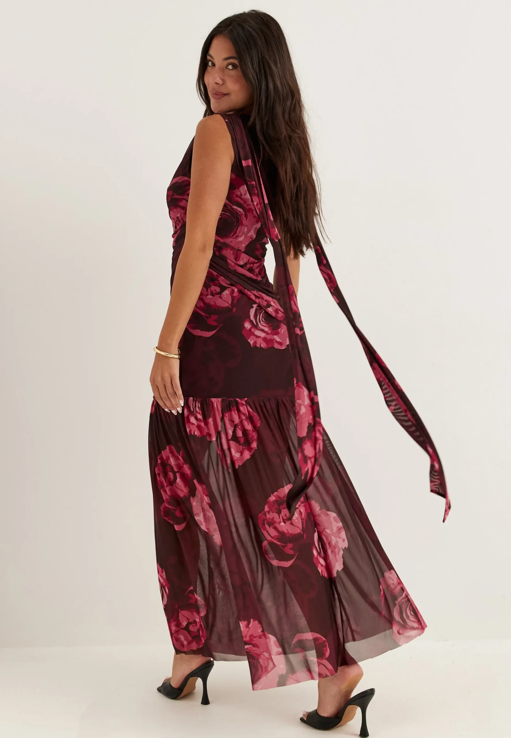 Scarf Mesh Ankle Dress