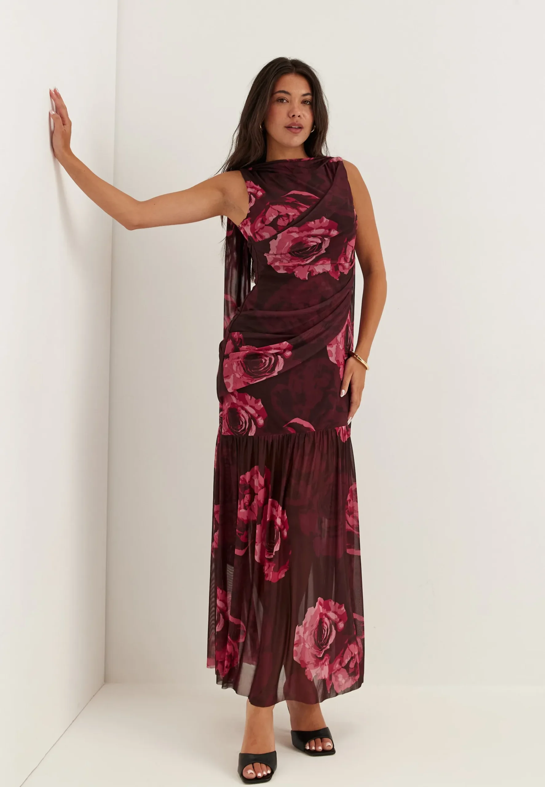 Scarf Mesh Ankle Dress