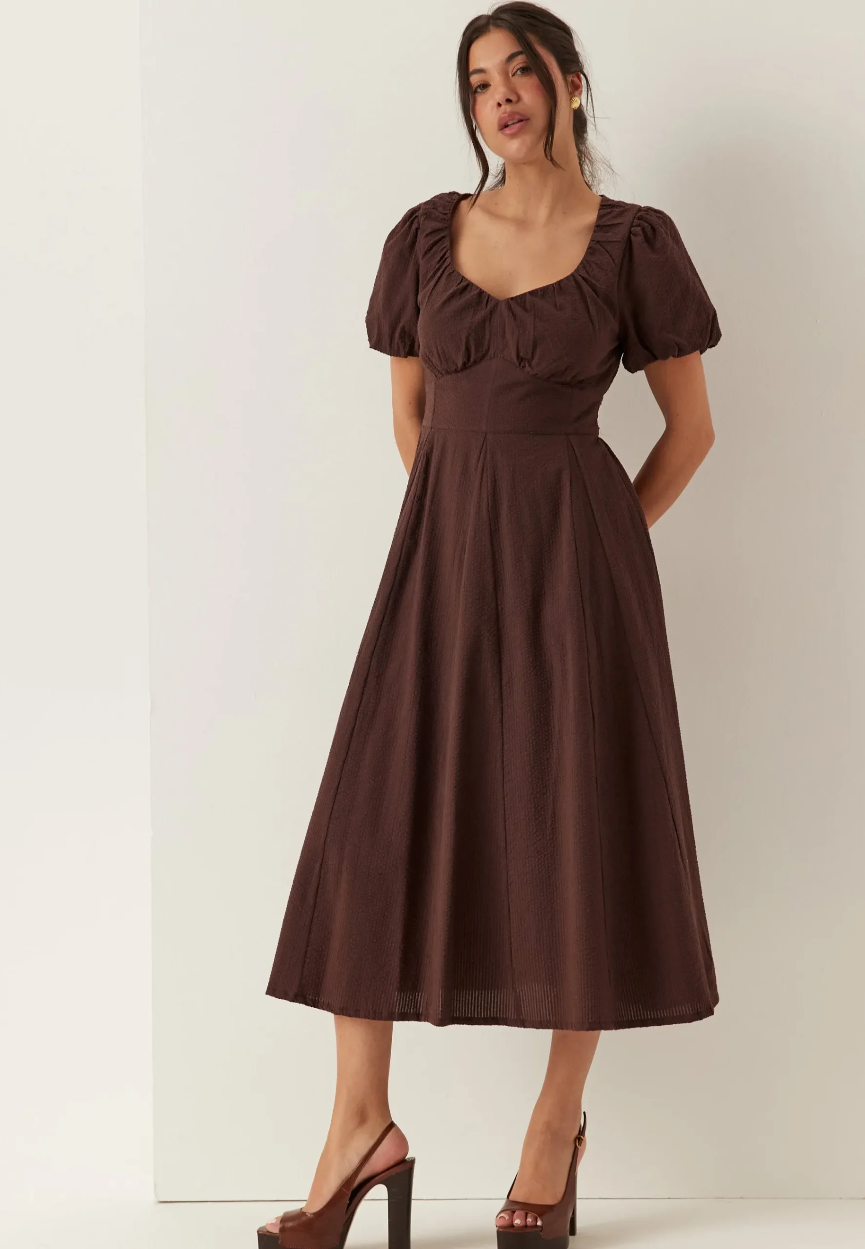 Seersucker Midi Dress