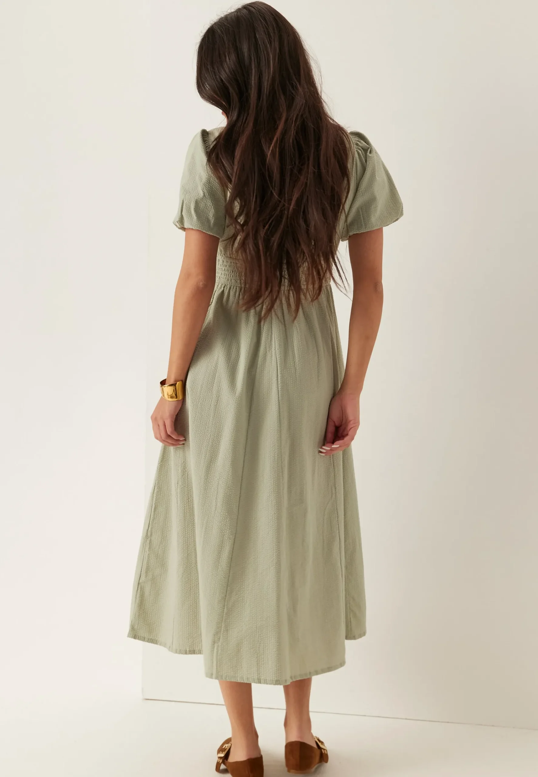 Seersucker Midi Dress