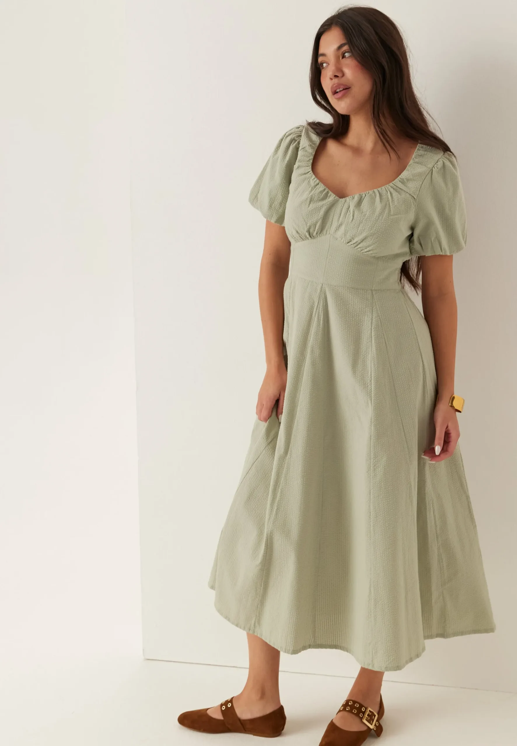 Seersucker Midi Dress