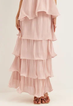 Shimmer Flounce Maxi Skirt