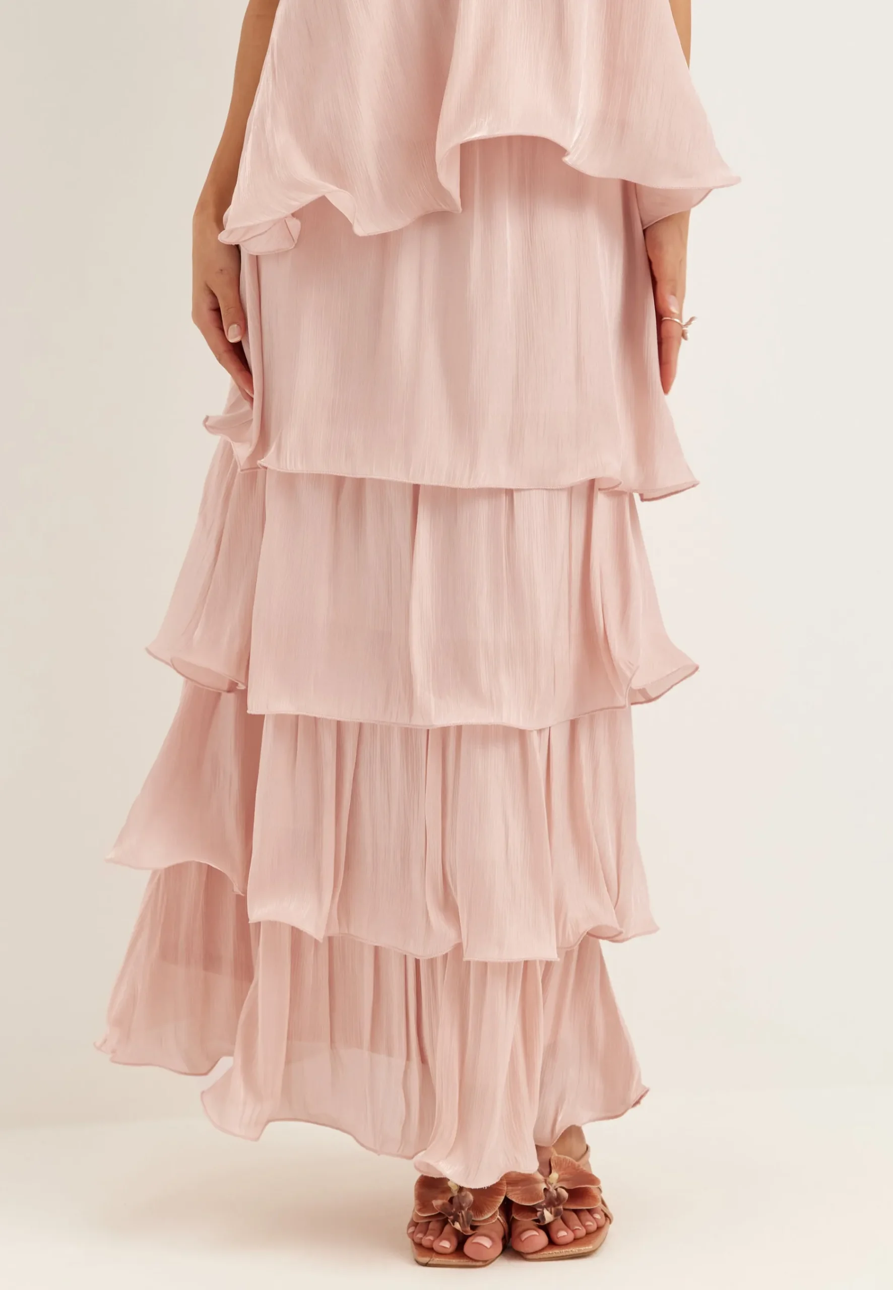 Shimmer Flounce Maxi Skirt