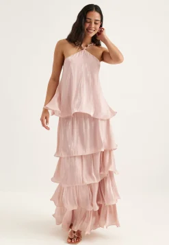 Shimmer Flounce Maxi Skirt