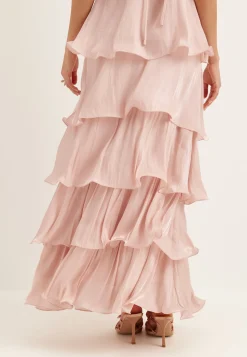 Shimmer Flounce Maxi Skirt
