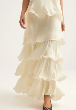Shimmer Flounce Maxi Skirt
