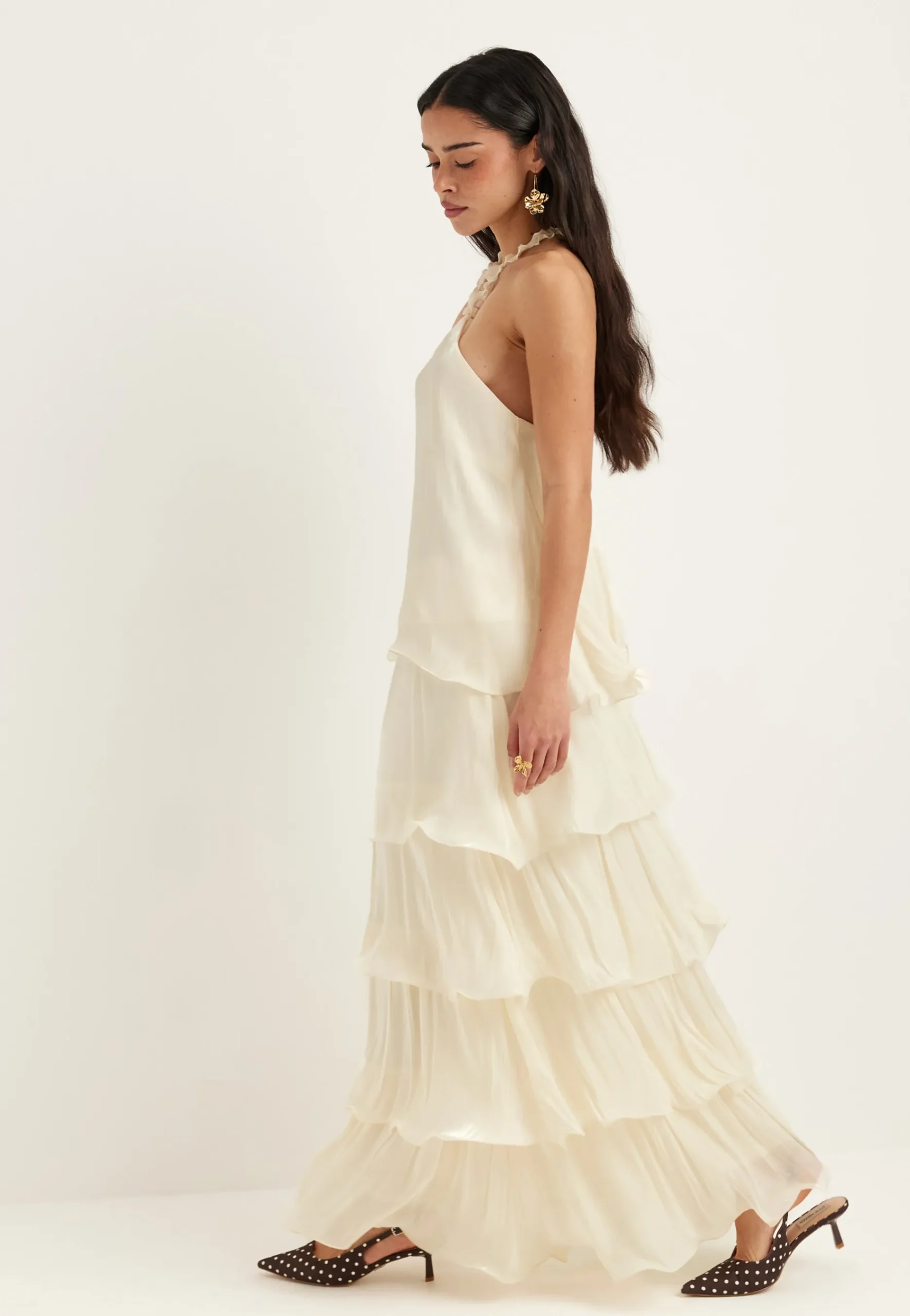 Shimmer Flounce Maxi Skirt