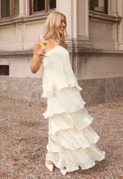 Shimmer Flounce Maxi Skirt