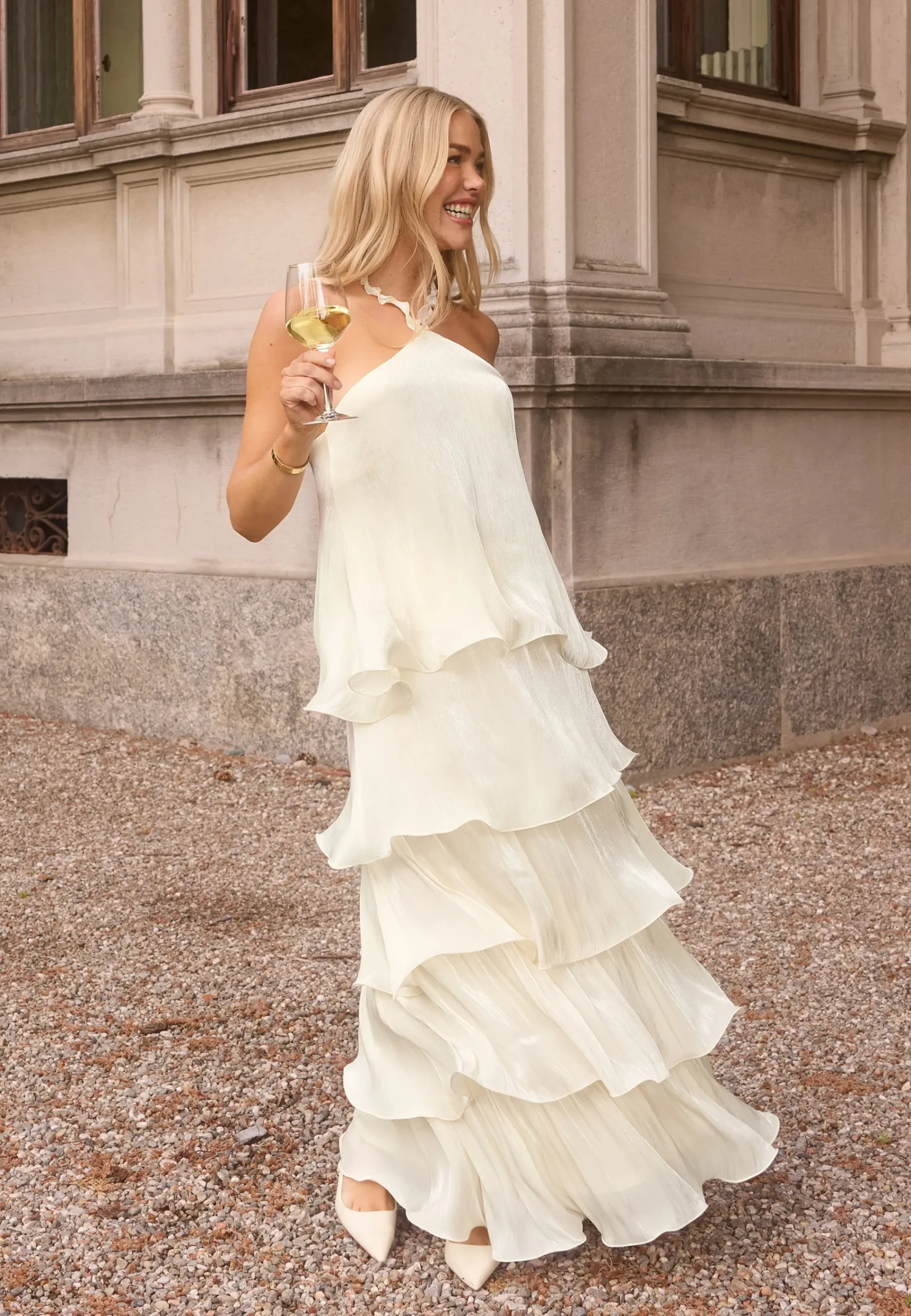 Shimmer Flounce Maxi Skirt