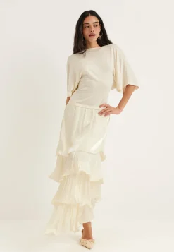 Shimmer Flounce Maxi Skirt