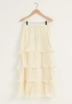 Shimmer Flounce Maxi Skirt