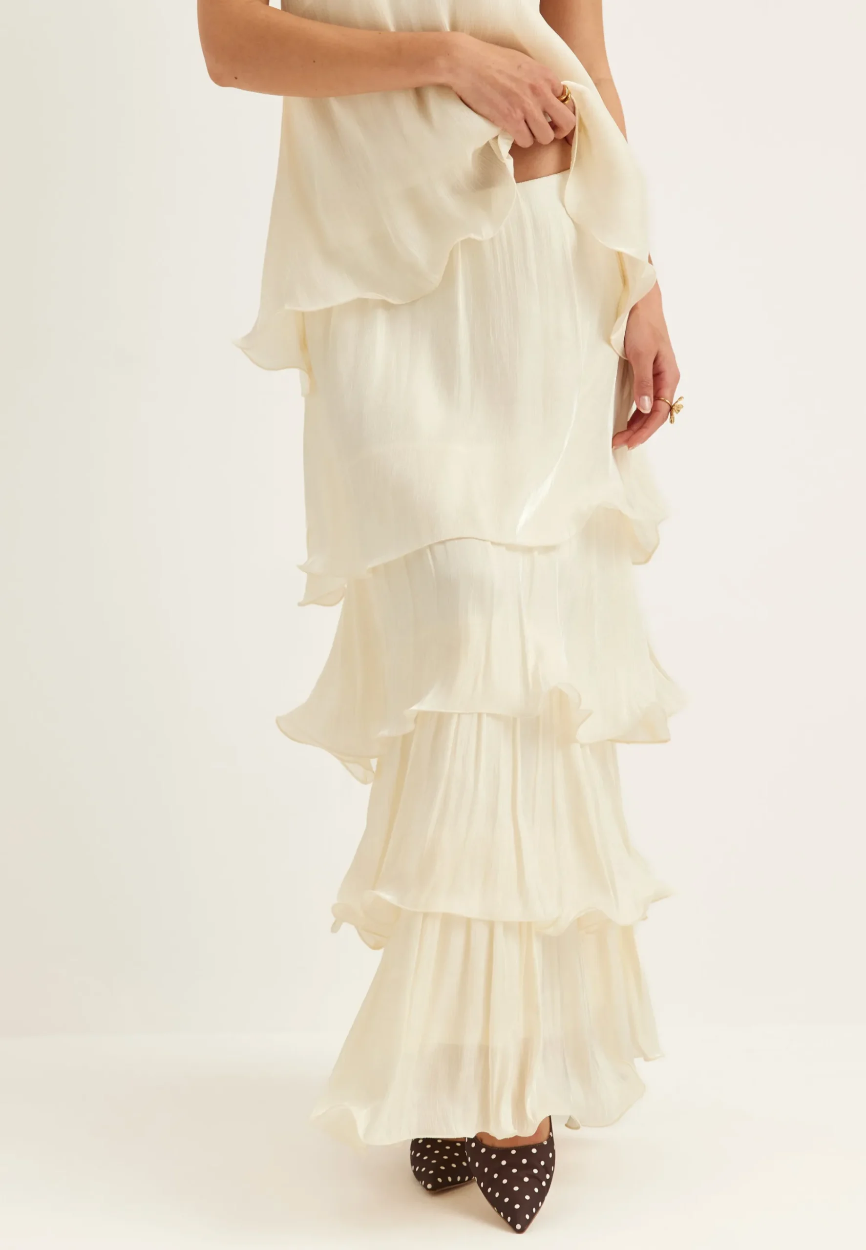 Shimmer Flounce Maxi Skirt