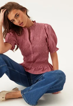 Short Sleeve Cotton Smock Blouse