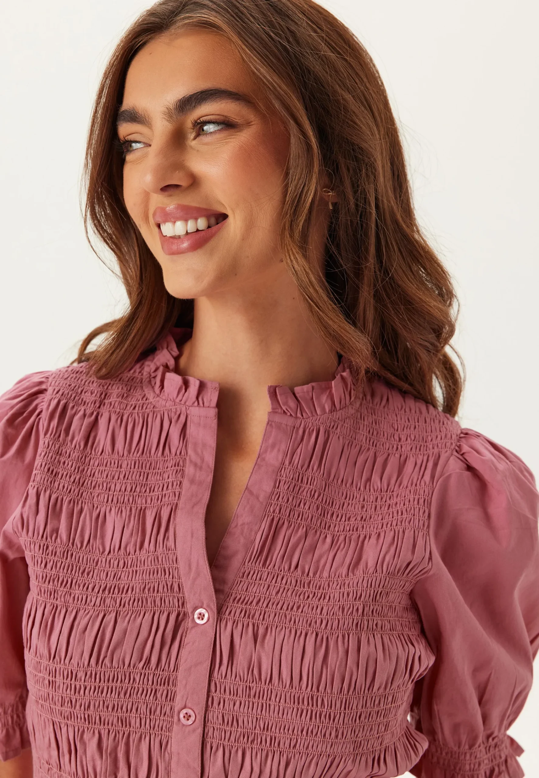 Short Sleeve Cotton Smock Blouse