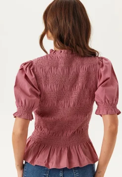 Short Sleeve Cotton Smock Blouse