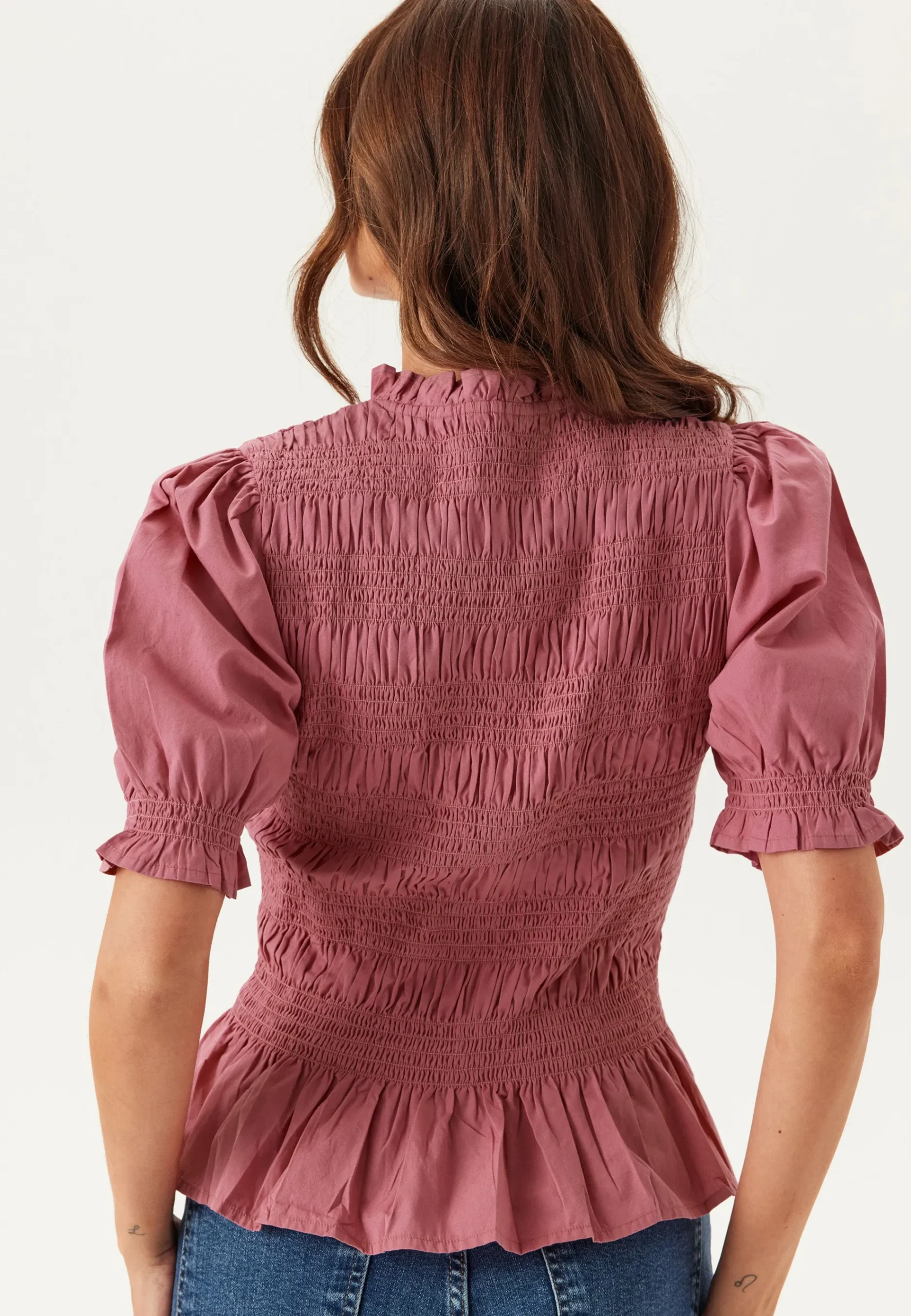 Short Sleeve Cotton Smock Blouse