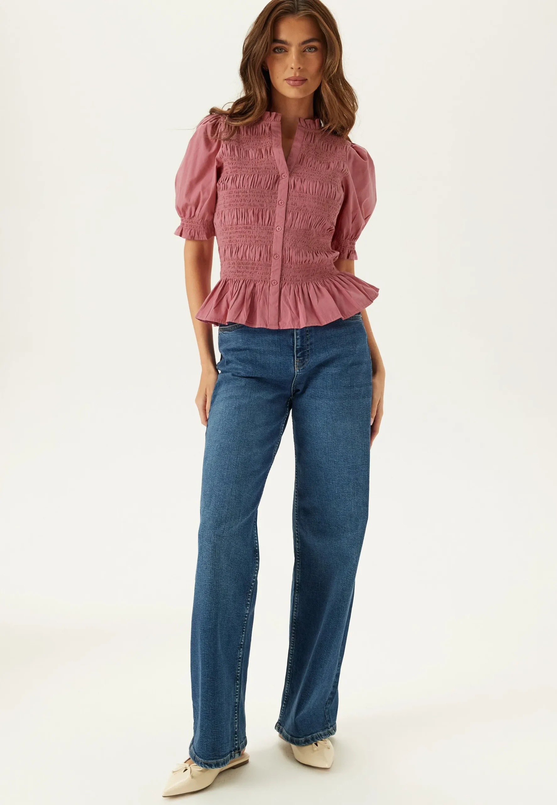 Short Sleeve Cotton Smock Blouse