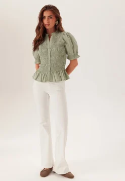 Short Sleeve Cotton Smock Blouse