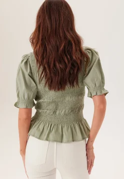 Short Sleeve Cotton Smock Blouse