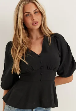 Short Sleeve Puff Blouse