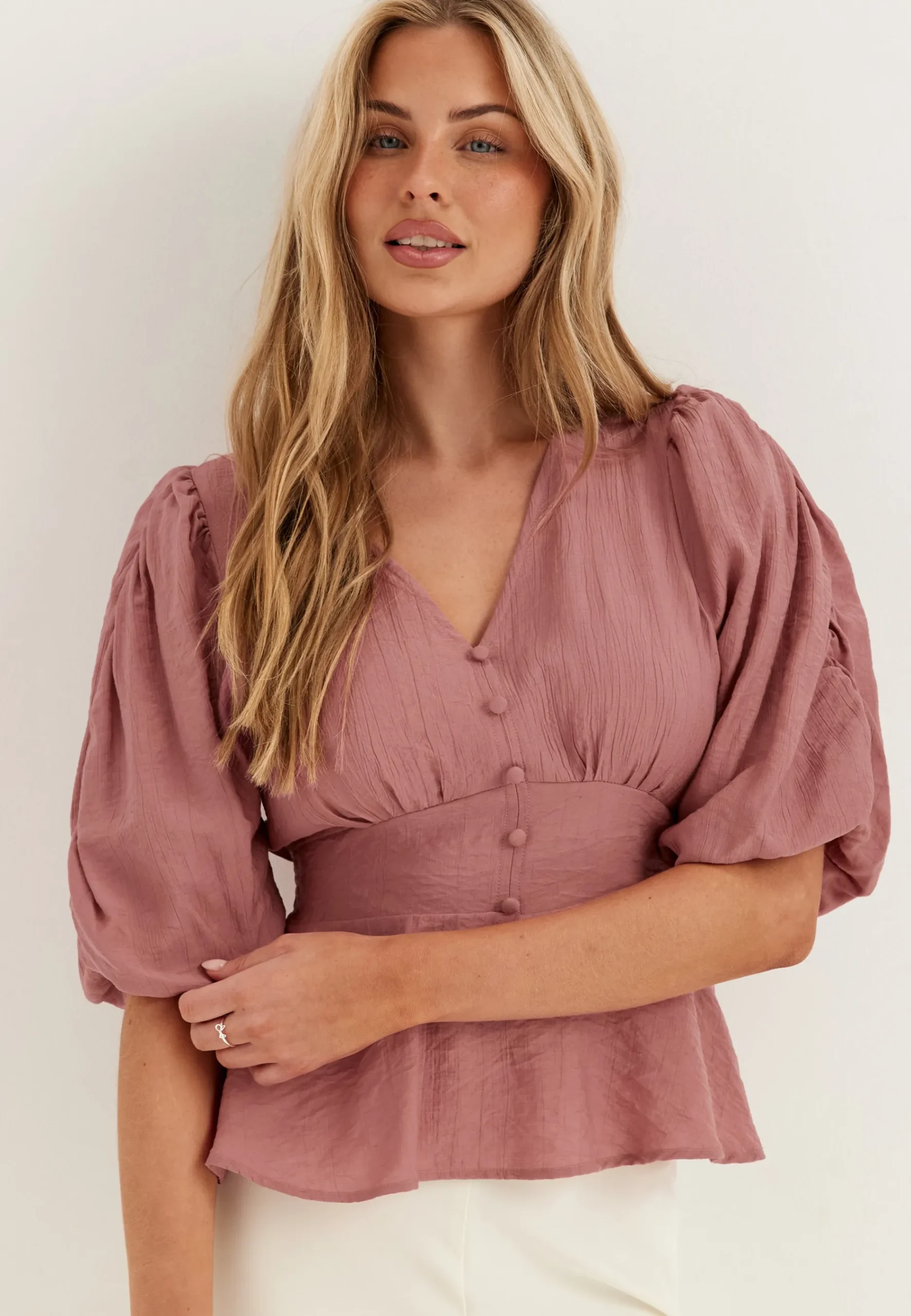 Short Sleeve Puff Blouse