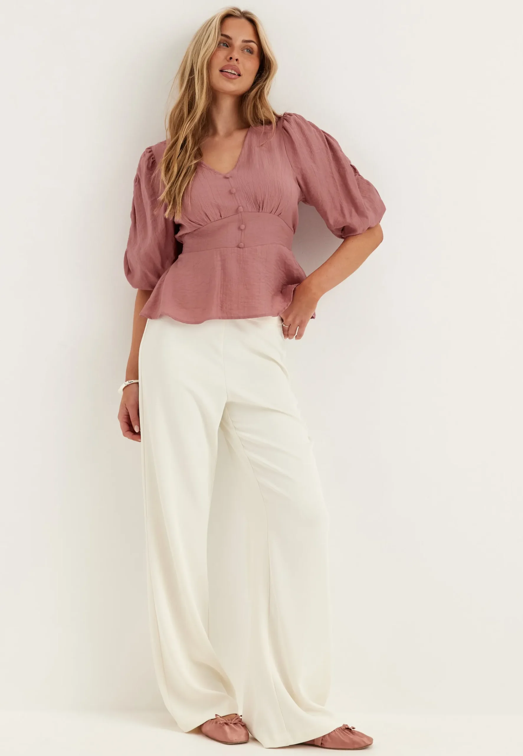 Short Sleeve Puff Blouse