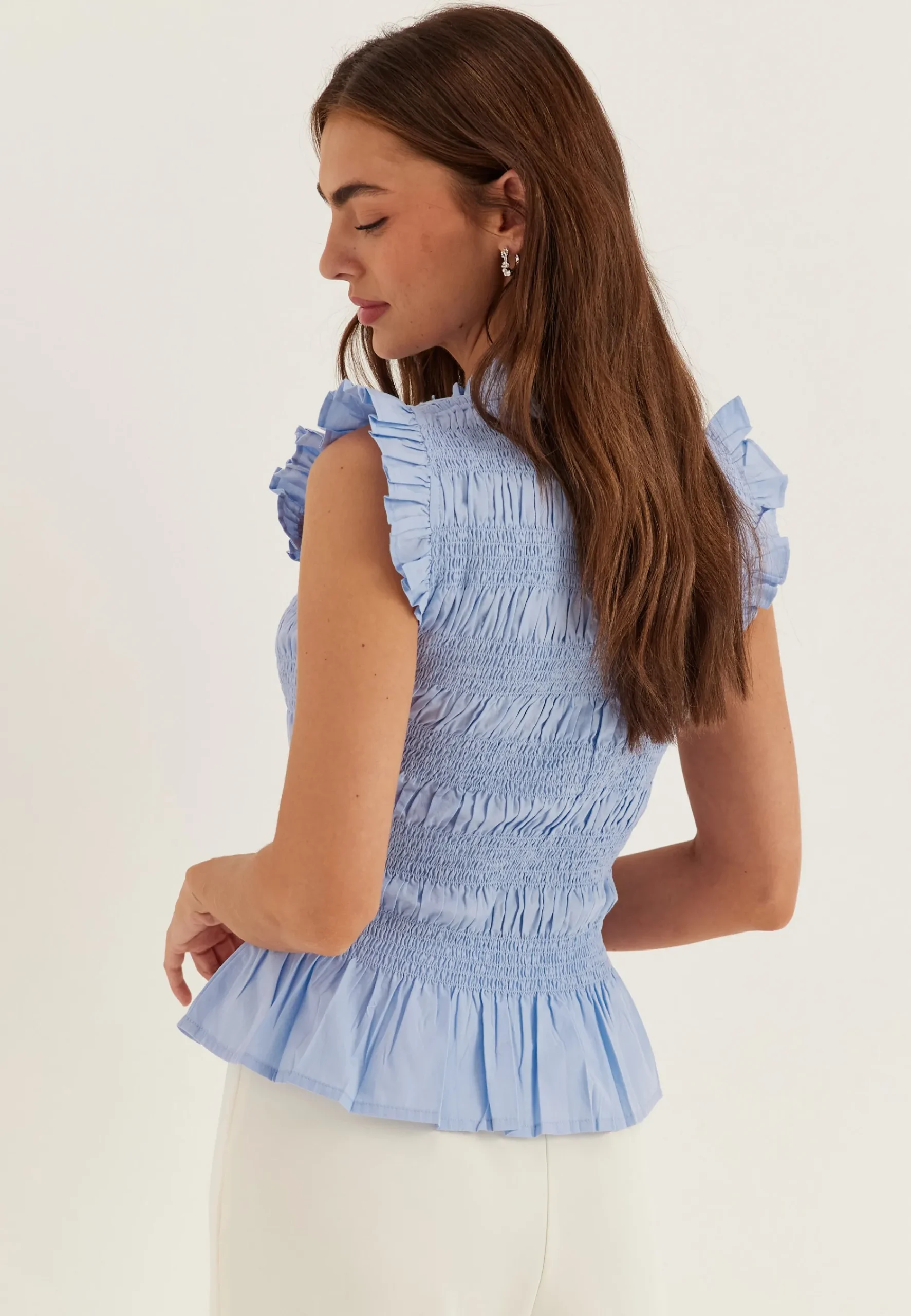 Sleeveless Cotton Smock Blouse