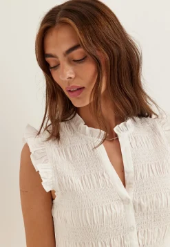 Sleeveless Cotton Smock Blouse
